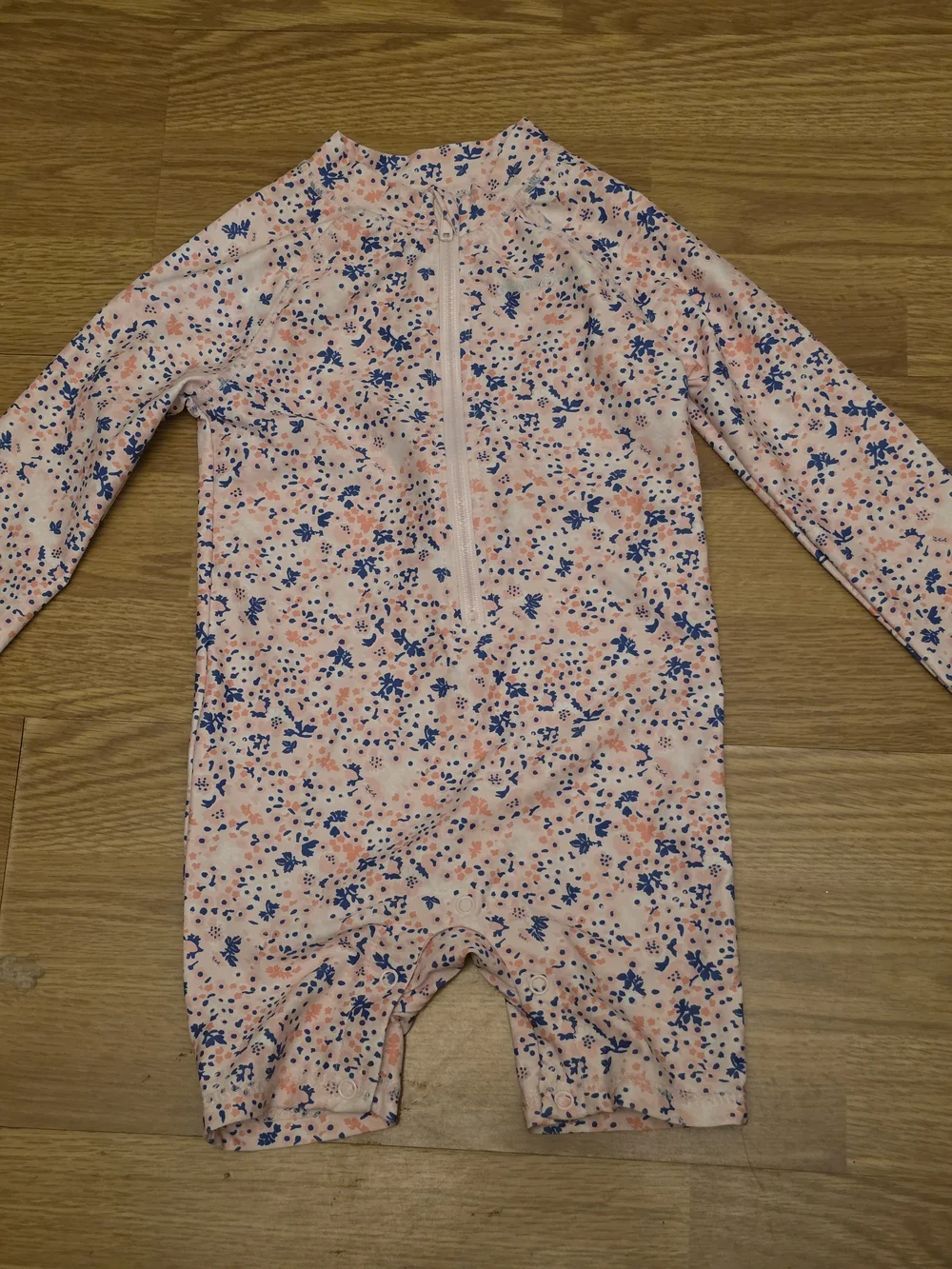 Eddie Bauer Pink and Navy Floral Kids Swim Rashguard